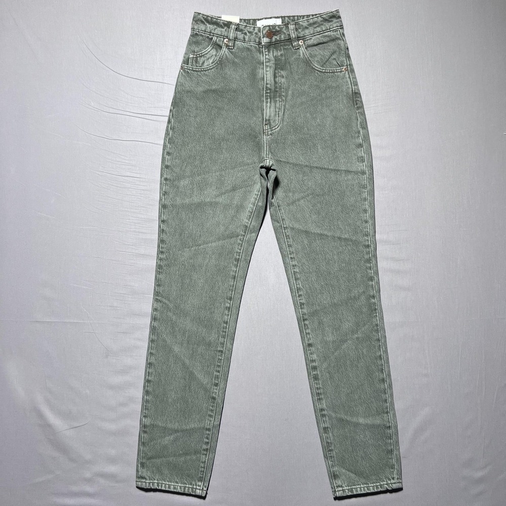 Rolla's Dusters High Rise Slim‎ Jeans Womens 23 Green Big Sur Cotton Rigid Denim